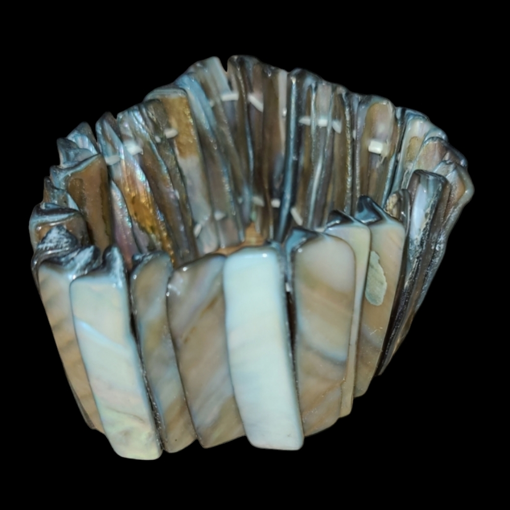 Vtg Stretchy Abalone Shell Bracelet Lot 4